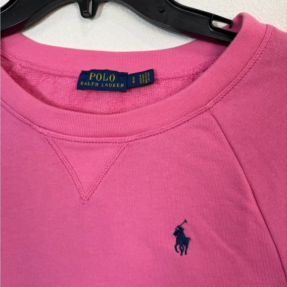 Polo Ralph Lauren Pink Crewneck Sweatshirt Pony Logo 3/4 Sleeve Size S - Picture 3 of 10